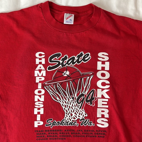 Vintage 90’s Jerzees Basketball Shirt 1994 State Champs Retro Tee - Picture 2 of 6